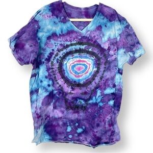 Tie dye Steal Your Face Stealie mandala dream catcher 2XL vneck unisex tee skull
